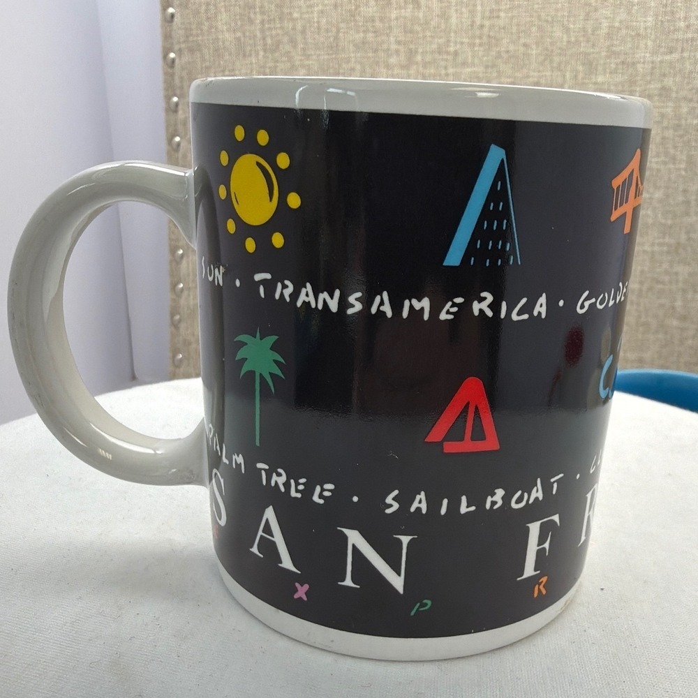 Vintage Luke-A-Tuke 1980's San Francisco Expressions Coffee Cup Mug HTF Black